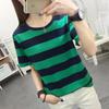 2024 Плюс Размер Женская Свободная Футболка С Коротким Рукавом Черно-Белая Полосатая Хлопковая Футболка