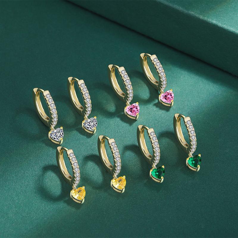 Модные красочные цирконовые серебряные серьги в форме любви S925 для женщин, креативные серьги из стерлингового серебра с блестящим цирконом, свадебные украшения, украшения для вечеринок