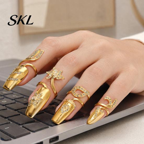 Non-scratch Nail Ring Universal Fit Ring, Lightweight Adjustable Opening Finger Jewelry, Versatile Geometric Design for Protecting Manicure