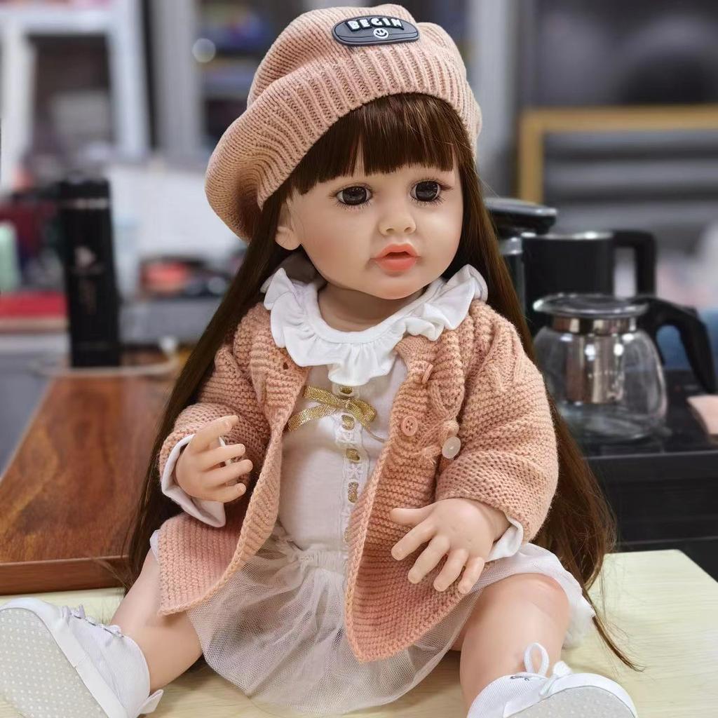Модная кукла Reborn для девочек, полностью силиконовая, виниловая, 22 дюйма, длинные волосы принцессы, сделай сам, реалистичные куклы для новорожденных, подарок на Рождество Bebe Reborn