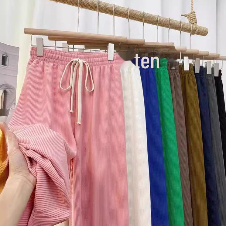 Высококачественные женские брюки с широкими штанинами и узором «змеиная кость» — новинка весны, высокая талия, завязка на шнурок, прямой драпированный повседневный стиль