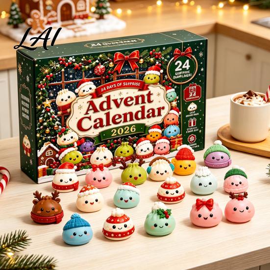 Family Christmas Tradition Squeezy Toy Advent Calendar 2026 24 Days Dumpling Toys Countdown December Daily Surprise Calendar Decor Jumbo Mini