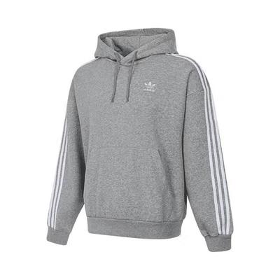 adidas Оригинальная простая толстовка с капюшоном в полоску с длинным рукавом, мужская толстовка серого цвета JP1076