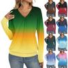 Women's Casual Fashion V-Neck Raglan Pleated Solid Color Long Sleeve Top