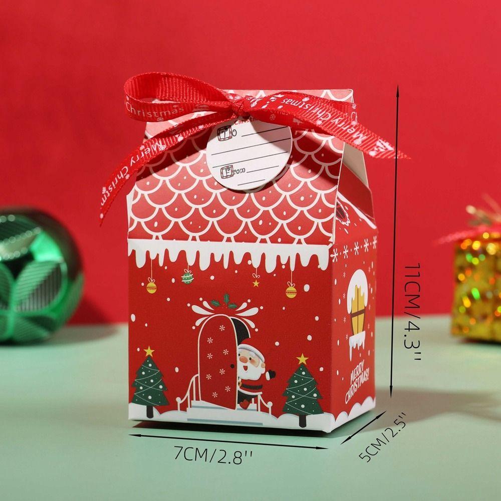 10Pcs Kraft Paper Christmas Gift Box Xmas Ornament Packaging Boxes New Candy Bags New Year