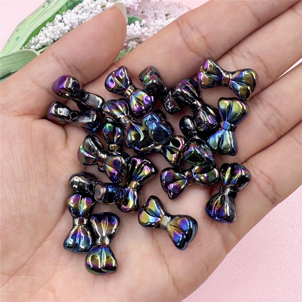 Креативные ослепительные акриловые маленькие бусины в виде банта, материал для самостоятельного изготовления бисера, подвеска, мода для браслета, 20 шт., брелок для изготовления ожерелья, 9,7*17,9 мм