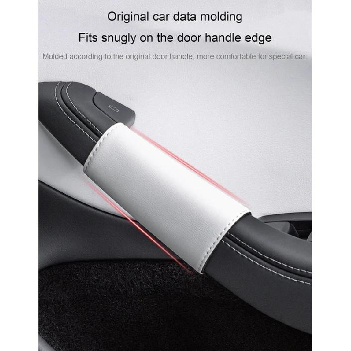 For Tesla Model Y Juniper 2025 Door Inner Handle Leather Cover Model 3 Highland Door Handle Leather Protective Case Accessories