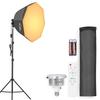 AMBITFUL AL-50 50 Вт 3000-6500K Двухцветная светодиодная лампа, комплект освещения софтбоксом 65 см, 25,59 дюйма софтбокс | Съемка на камеру, 2-метровая штативная стойка для света и 50 Вт