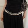 Sequin Waist Chain Women'S Matching Skirt Silver Disc Accessory Chain Premium Metal Belt