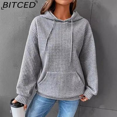 Осенне-зимняя женская свободная толстовка с капюшоном и длинными рукавами, толстовка с капюшоном и заниженной линией плеча с карманом-кенгуру