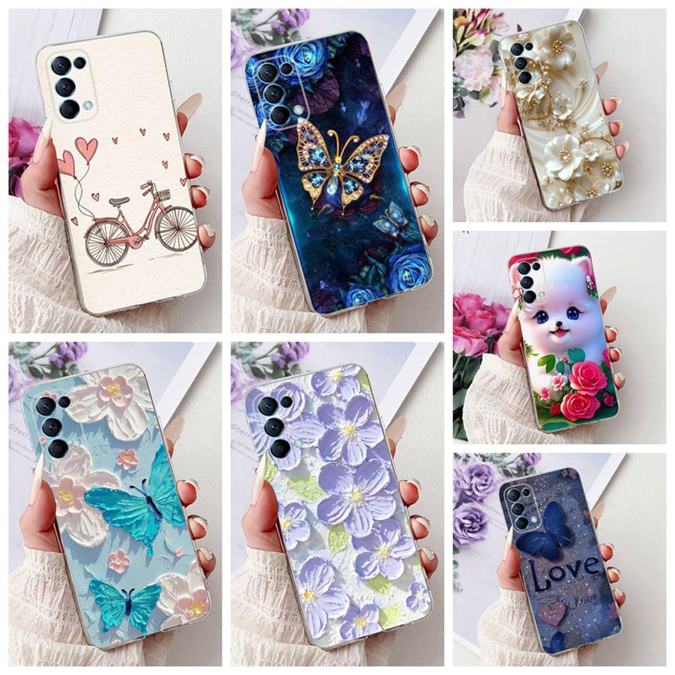 For Oppo Reno5 5G Case Stylish Flower Butterfly Soft Silicone Case For Oppo Reno5 Reno 5 K 5K Cases CPH2145 Cover Coque Bumper