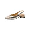Square-toe Ankle Strap Fashion Sandals Women Square Heel Shoes One-word Buckle Sandalias  Lady Retro Elegant Kitten Heels Shoes