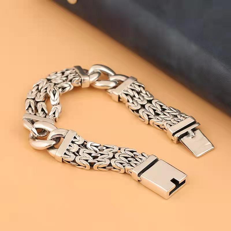 Thai Silver Braided Bracelet Men's Personality Domineering Simple Personality Trend Bracelet