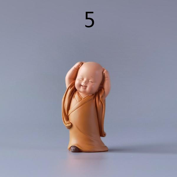 Маленькая милая статуя Будды монаха в китайском стиле, фигурка ручной работы из смолы, украшение для дома, декорZA