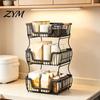 Countertop Organizer Rack 2/3 Layer Rack, Heavy Duty Fruit Basket Stand, Kitchen Counter Space Saving Carbon Steel Storage for Kitchen, Pantry 3 Tier