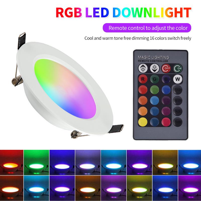 Потолочный светодиодный светильник Downlight, полноцветный RGB, с пультом дистанционного управления, регулируемой яркостью и энергосберегающий