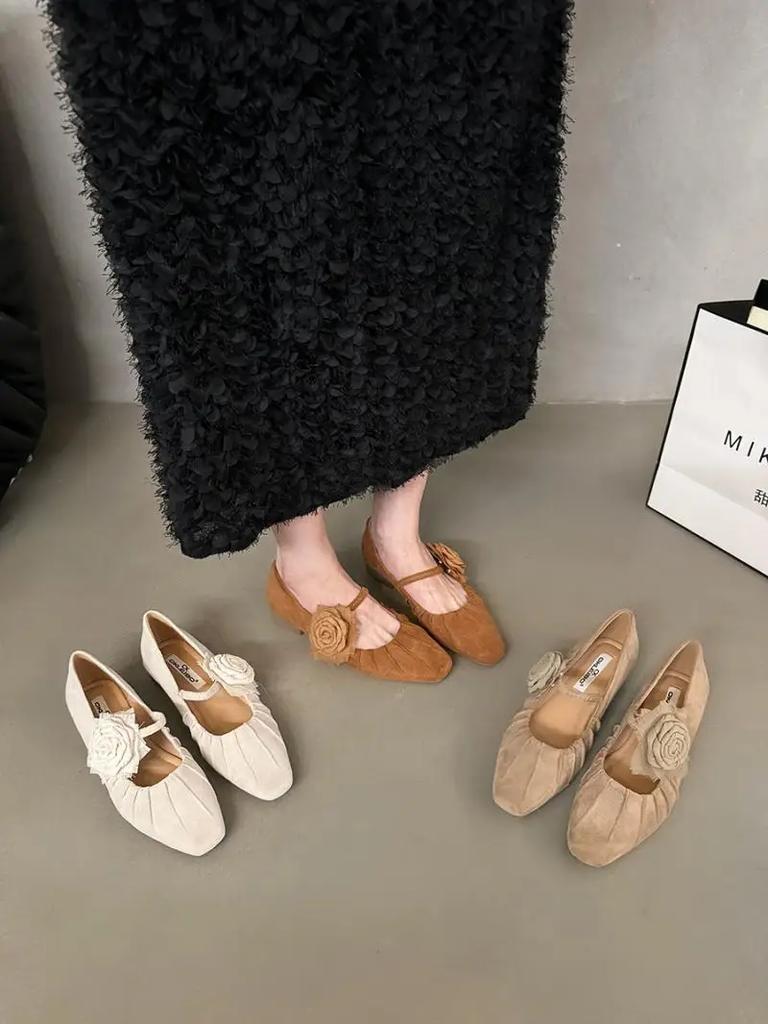 Fashion 2024 Designer Women's High Heels Fashion Light Flower French Style Dress Mary Jane Shoes