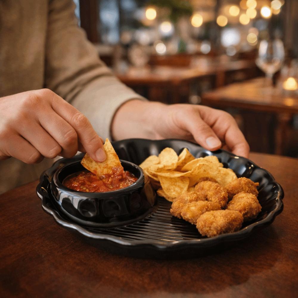 Минималистичные круглые керамические тарелки для пельменей Утолщенные Разделенные секции Сервировочные тарелки Рубчатый край Тарелка для закусок Кухня