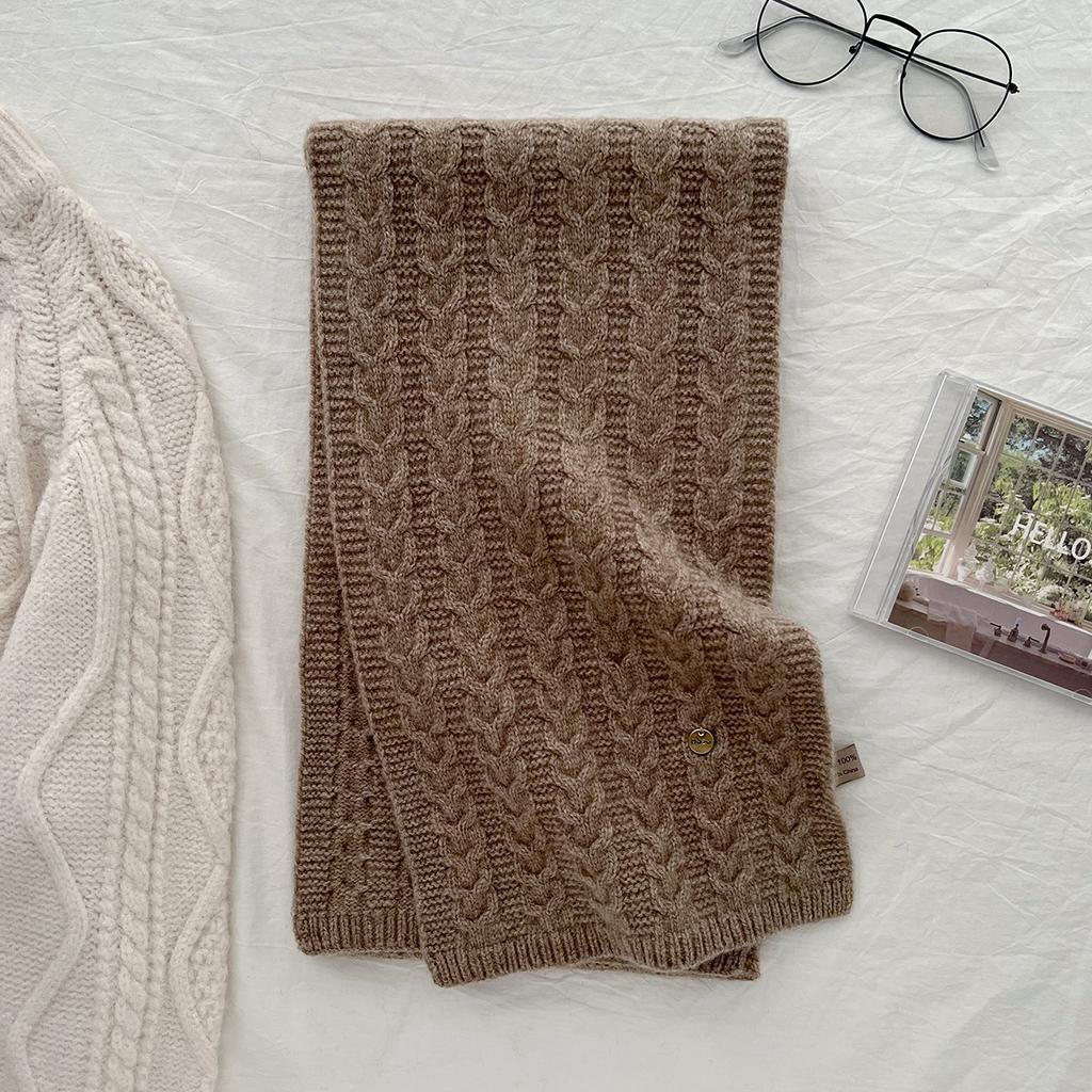 New 100% Wool Scarf Winter  Solid Color Knitted Scarf Universal Warm Scarf Holiday Gift