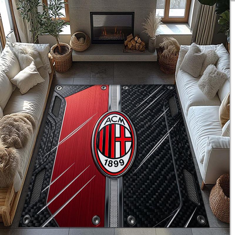 Фланелевый ковер с принтом AC Milan, нескользящий, мягкий, из полиэстера, для пола, декоративный коврик для спальни, гостиной, дивана, игровой комнаты, домашний декор