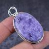Natural Lepidolite Stone Handmade 925 Sterling Silver Jewelry Pendant 2.17" U6G60
