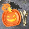 10Pcs Halloween Pumpkin Paper Plates Festive Tableware Halloween Thanksgiving Oil Resistant Dinner Plates for Harvest Parties