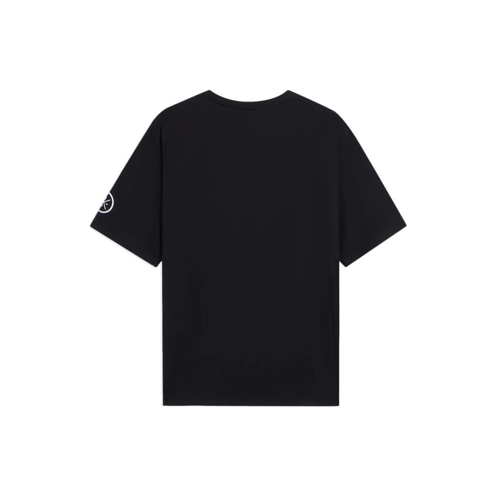 Li-Ning Футболка унисекс с коротким рукавом и круглым вырезом Wade Series с многоязычным принтом, черная AHSS443-3