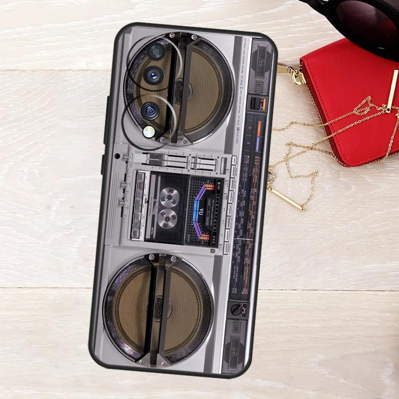 Retro Black Boombox Case For Honor X8a X9a X6a X7a X6 X7 X8 X9 X8b X9b Honor 90 Lite 70 50 Magic 5 6 Pro Cover