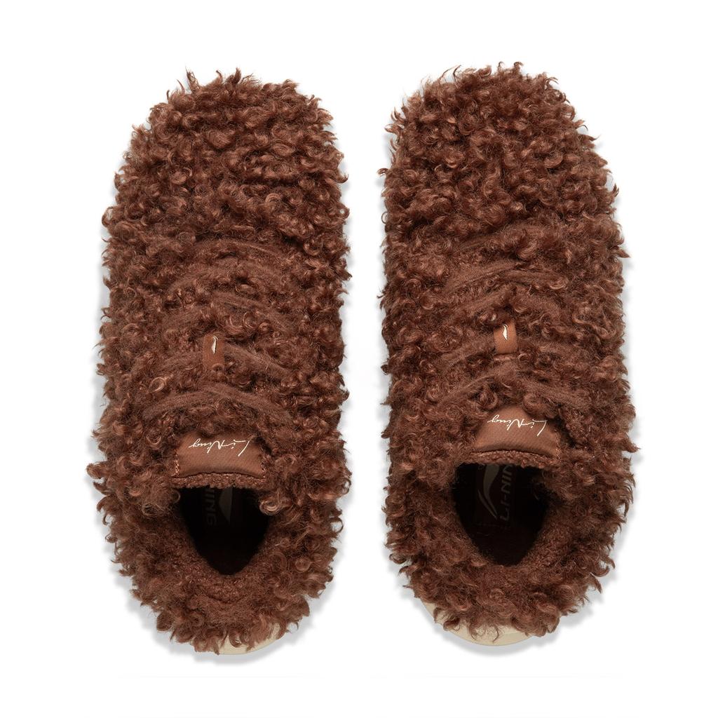Li Ning Fabric Bubble Gum Fashion Versatile Fleece Non-Slip Wear-Resistant Low-Top Casual Shoes Women Casual Shoes Chestnut-Brown AGCU552-2