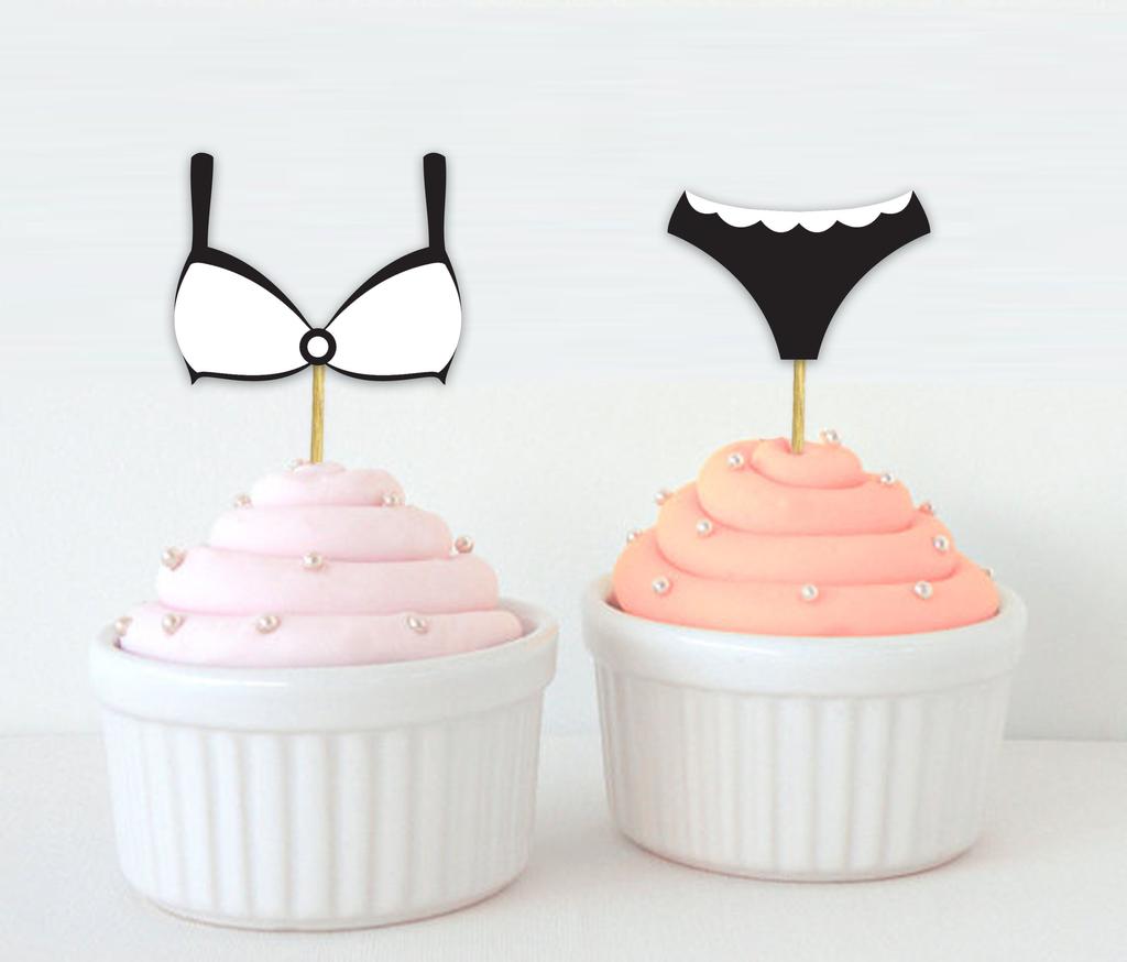 Darling Souvenir| Bachelorette Party Cupcake Toppers Glitter Bra Panty Cake Decoration Sports