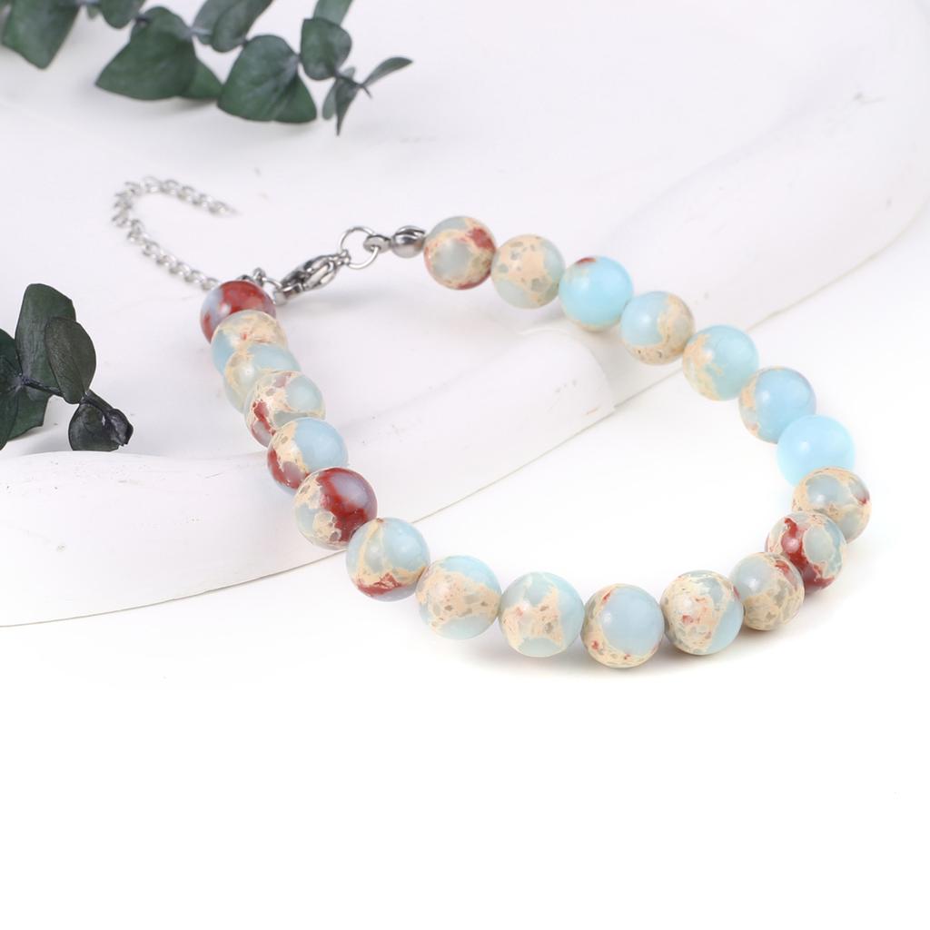 Новый стиль женский браслет натуральный камень императорский камень бусины 8X8 мм подвески для женщин романтический подарок на день рождения