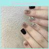 Nail Sticker Handmade Set With Black Shiny Rhinestones Star Patterns Suitable