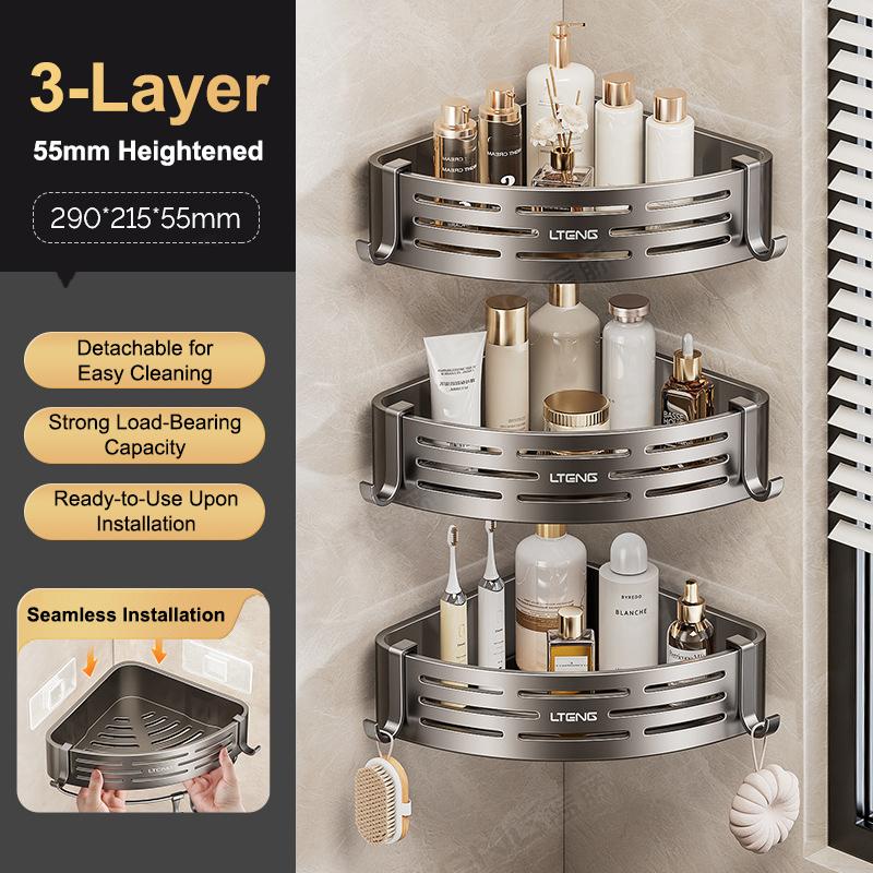 Corner Shower Shelf with Suction Cups 1-Pack Stainless Steel No-Drill Anti-Rust for Easy Bathroom Organization