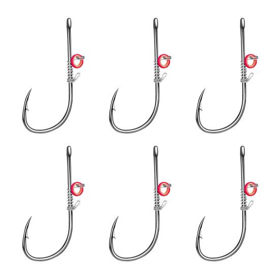 6/12Pcs Live Shrimp Fixing Hook Heavy Duty Carbon Steel Barbed Fishhook with Hole Freshwater Saltwater Fishing Hook Fishing Accessories