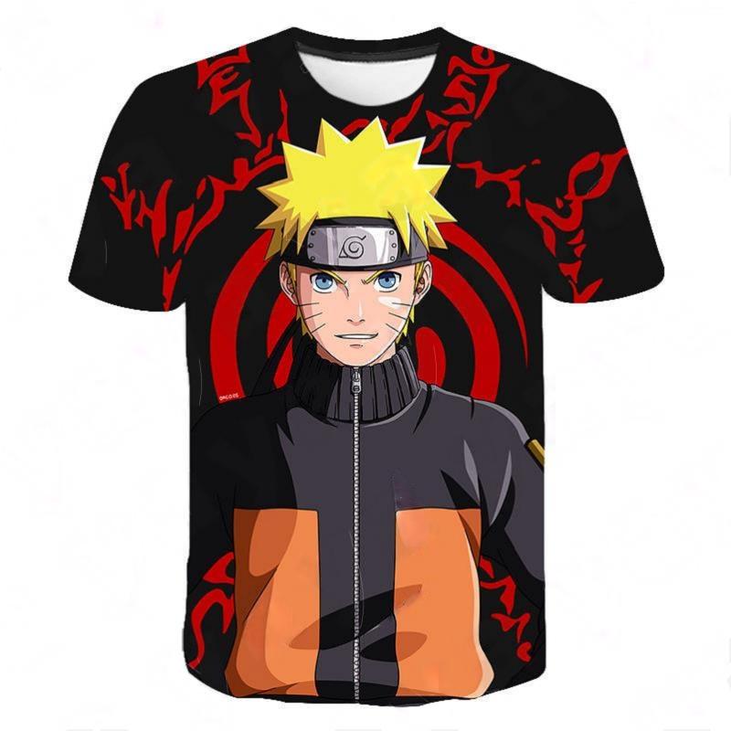 Детская аниме футболка Naruto Узумаки Саске 3D Полный принт Мальчики Девочки Короткий рукав Повседневная Оверсайз Фанаты Наруто