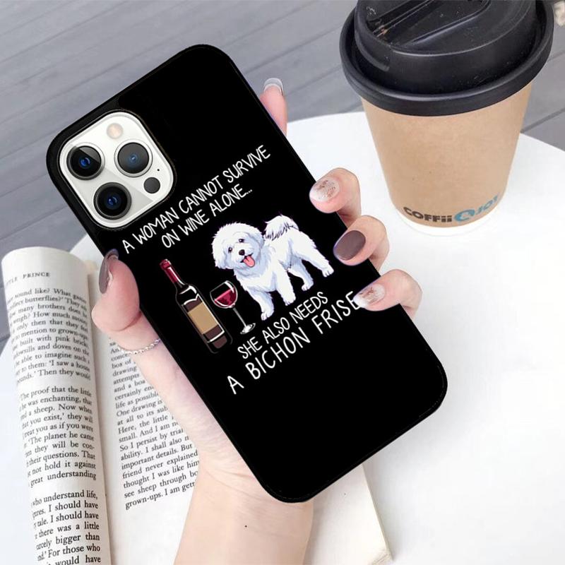 Cute Cartoon Bichon Frise Phone Case For iPhone 17 Air 14 15 16 16e 13 12 Max Cover For Apple 11 Pro Max Plus Coque