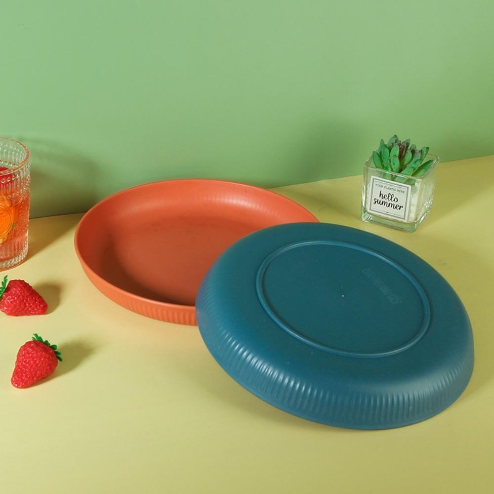 Круглый вертикальный узор, тарелка для еды из пшеничной соломы, интегрированный формовочный пластиковый поднос для фруктов, детский