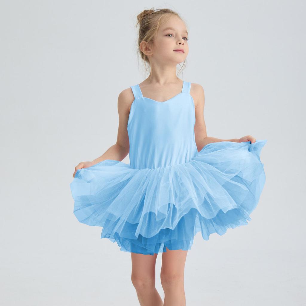 2025 Girls' Ballet Dance Costume: New Sling Leotard Princess Dress with Mesh Skirt
