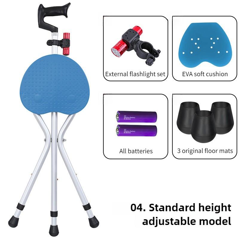 Portable Walking Assistant Lightweight Elder Cane Stool Adjustable Multifunctional Aluminum Alloy Crutch