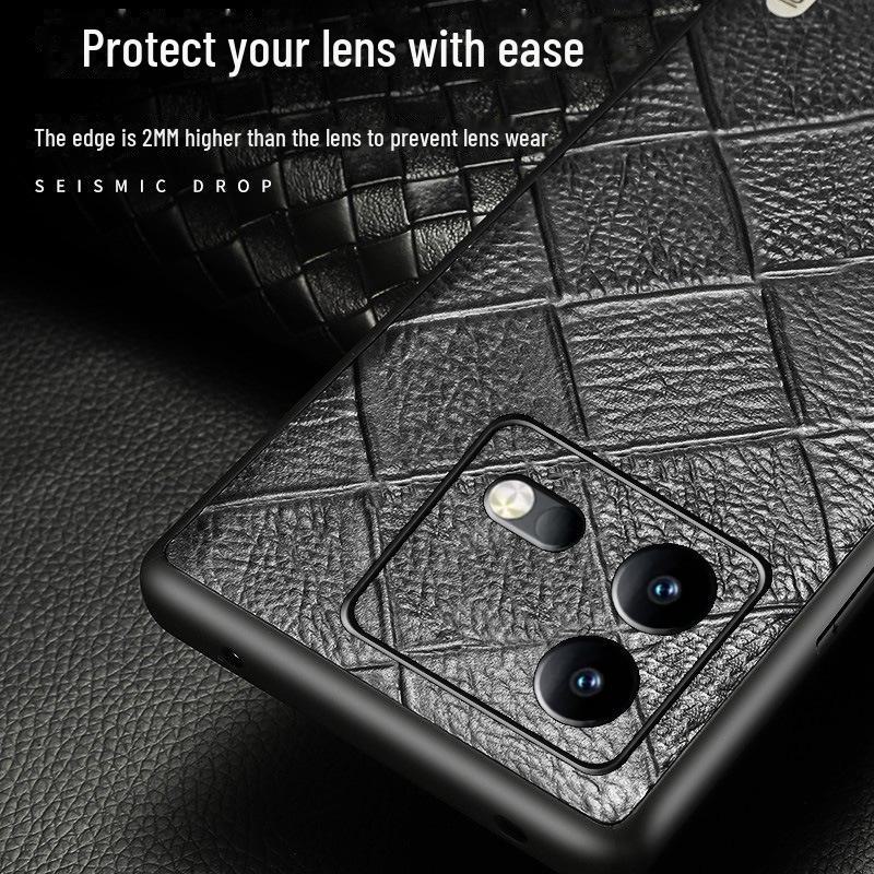 Защитный чехол из гоночной воловьей кожи с ромбовидным узором для iQOO Neo7/Neo7Pro