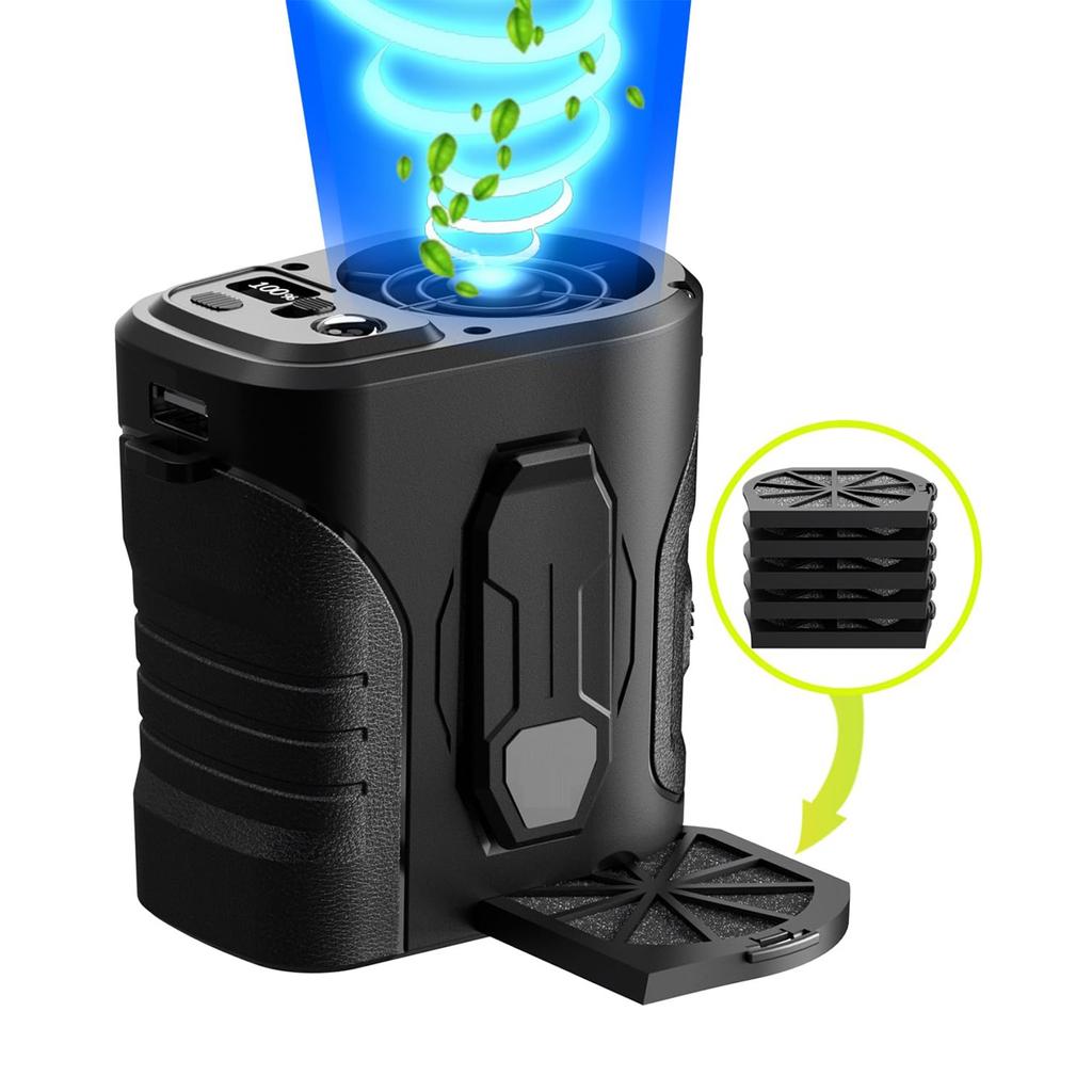 Waist Fan 10000mAh Rechargeable,Portable Fan with Over 24H Working Time, 15000RPM Strong Airflow Wearable Belt Fan Personal Waist Clip Fan for Farm