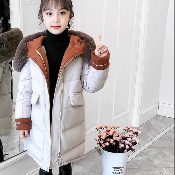 Winter Warm Plus Cotton Padded Down Padded Jacket Girls Winter Padded Jacket Padded Children's Mid-length Padded Jacket Jacket