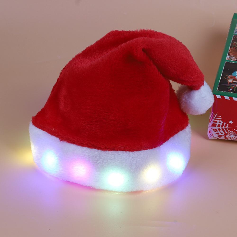 New Year Luminous Santa Hat LED Lights Headdress Xmas Cap Long Plush Christmas Supplies Gift