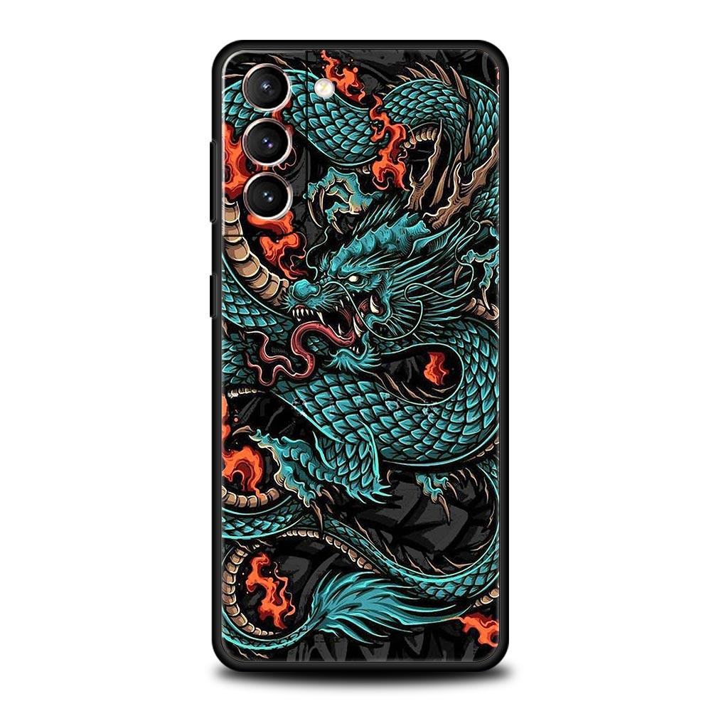 Чехол для телефона Дракон для Samsung Galaxy S25 S24 S23 FE S22 Ultra S20 S21 5G S10 Plus S10E Мягкий черный чехол