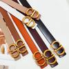 Genuine Leather Letter Buckle Women's Belt Pure Cowhide Wide Korean Version Versatile Jeans Belt Women's Belt