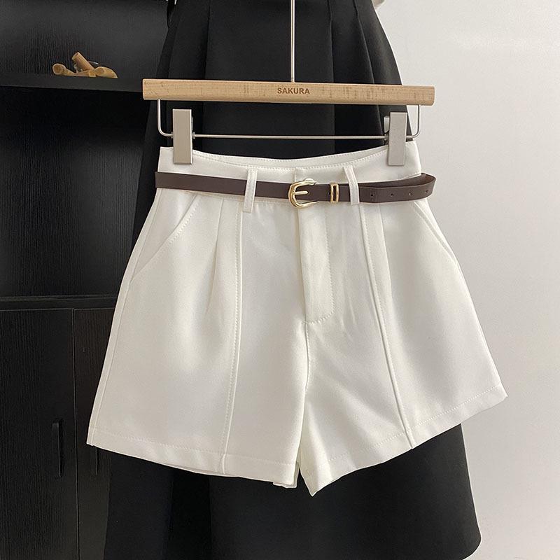 Лето 2025 Корейский стиль Ретро Шорты женские повседневные А-силуэта с высокой талией и широкими штанинами