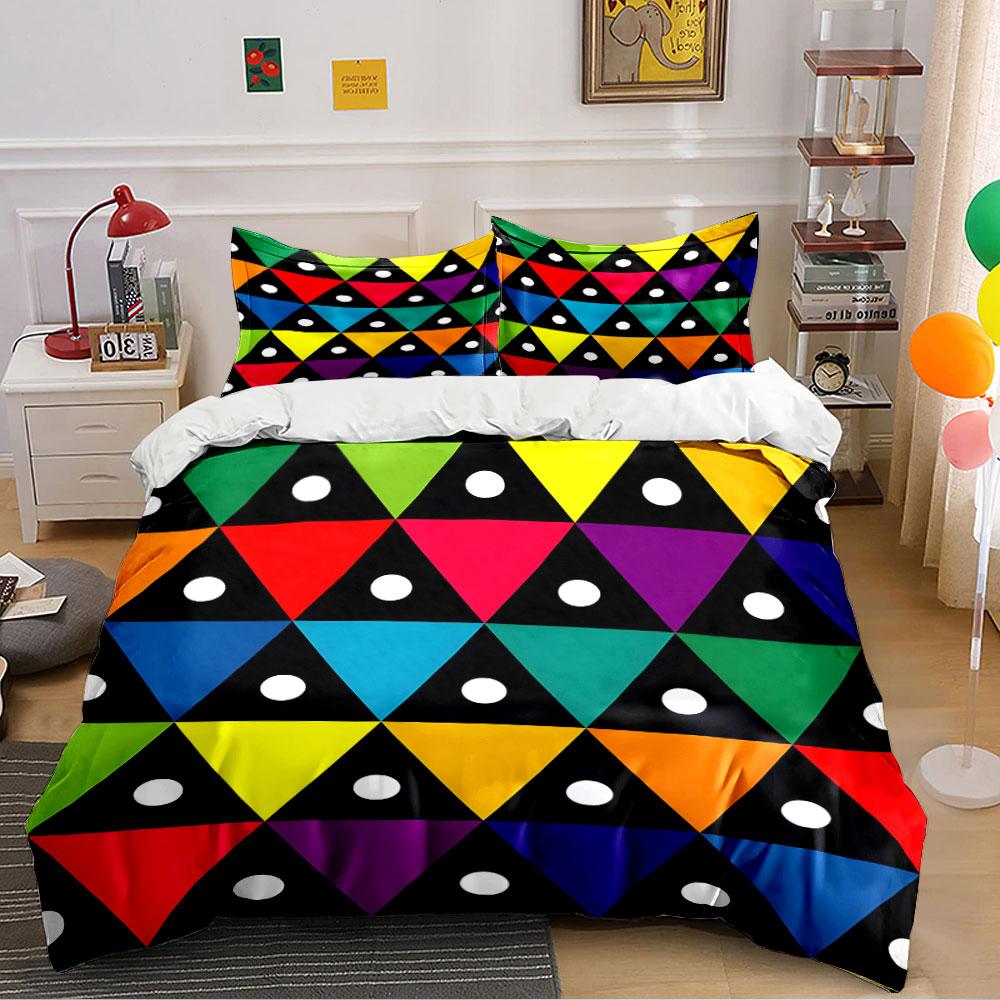 Colorful Geometric Triangle Set Bedding Duvet Cover Set Duvet Cover Pillowcases (1 * Duvet Cover 2 * Pillowcases, without duvet insert)