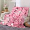 1pc, Pink Bunny Love Heart Print Blanket Home Decor, Couch Throw, Outdoor Blanket, Gift for Her Him, Flannel Blanket, Suitable for Bedroom,