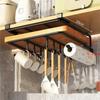 Kitchen Hanging Organizer Rack Hooks Under Cupboard Paper Towel Rags Hanger Cutting Board Pot Cover Holder Storage Shelf