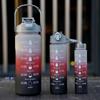 3pcs Outdoor Sports Fitness Water Bottle Set, Gradient Color Water Bottle With Time Scale For Adult Student